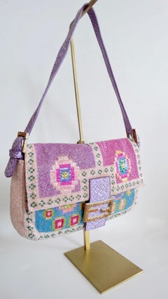 Fendi Rare 1990s Beaded Baguette Bag