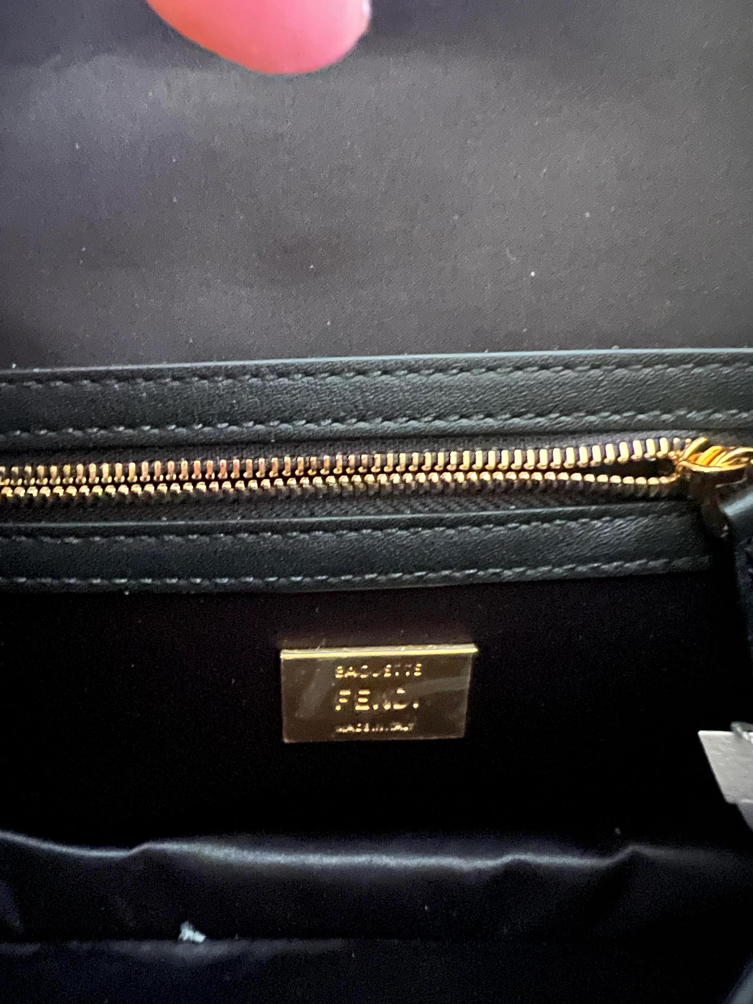 FENDI RARE black Sequin Classic baguette bag 1997 with Gold Hardware 1