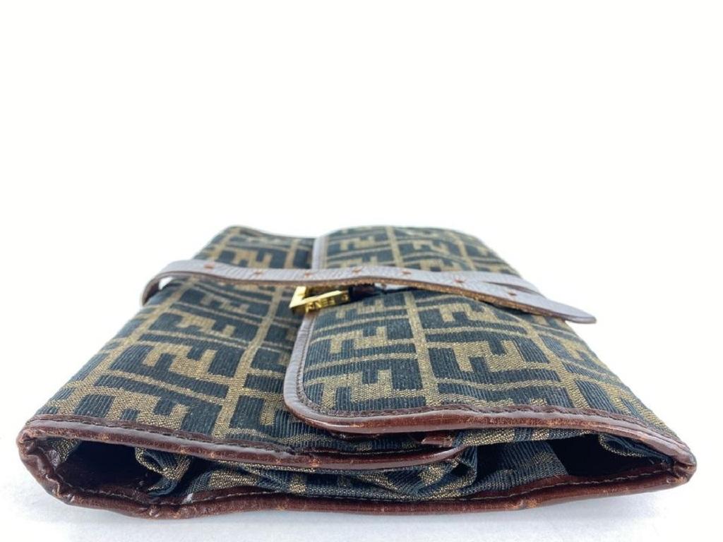 Fendi Rare Monogram FF Zucca Jewelry or Toiletry Travel Case Clutch 862132 6