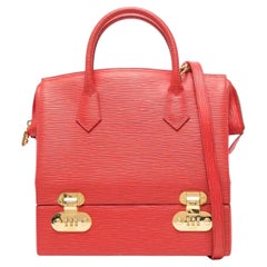 Fendi Rare Vintage 90's Red Epi Leather Top Handle Vanity Train Case