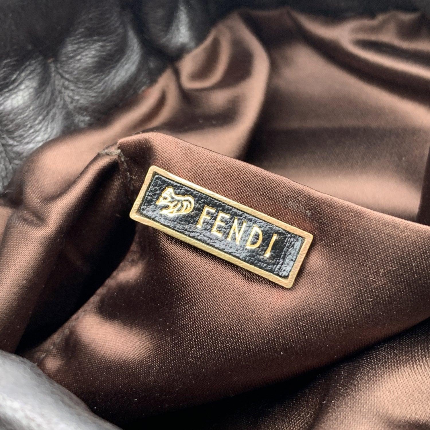 Fendi Rare Vintage Dark Brown Nappa Leather Handbag Satchel For Sale 2