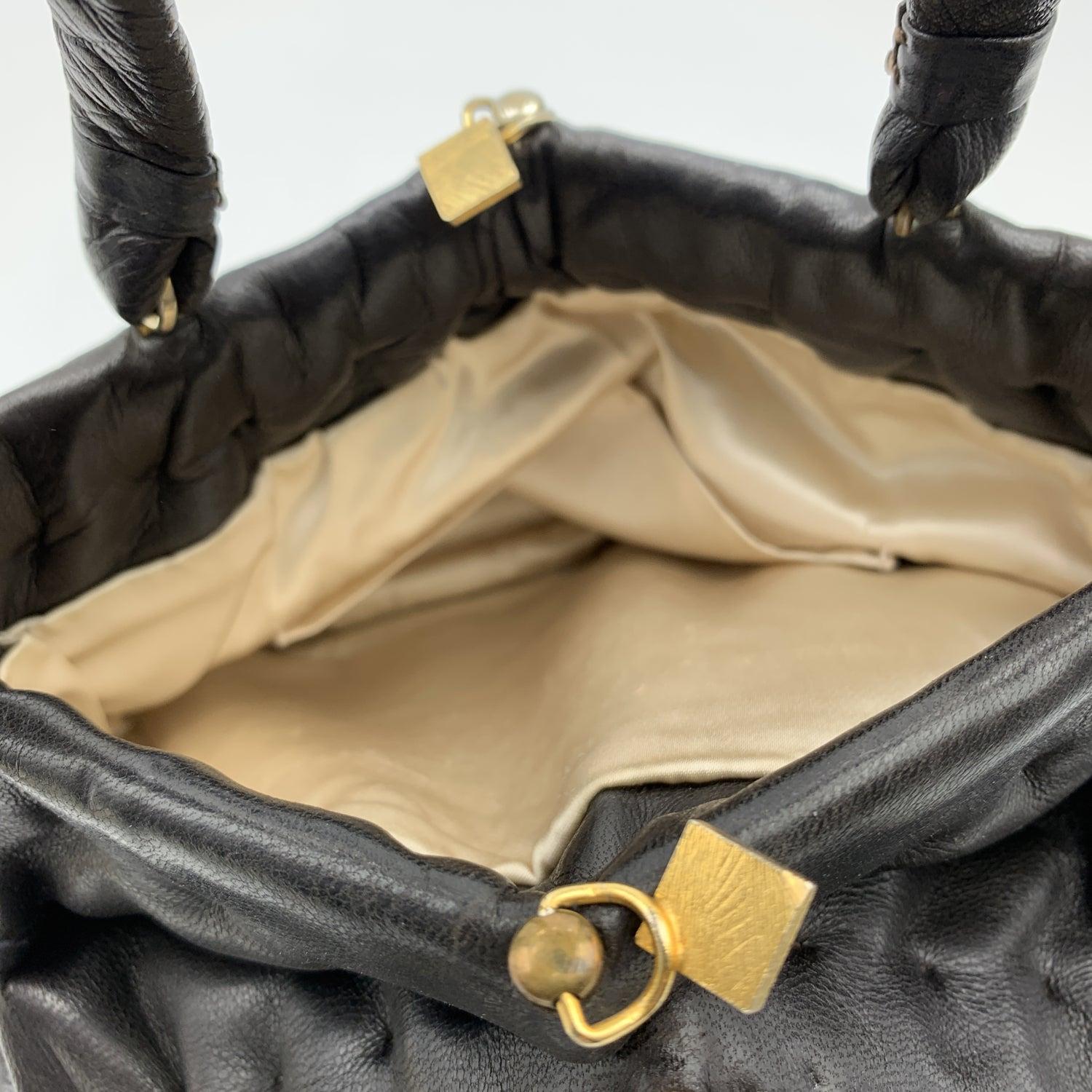 Fendi Rare Vintage Dark Brown Nappa Leather Handbag Satchel en vente 3