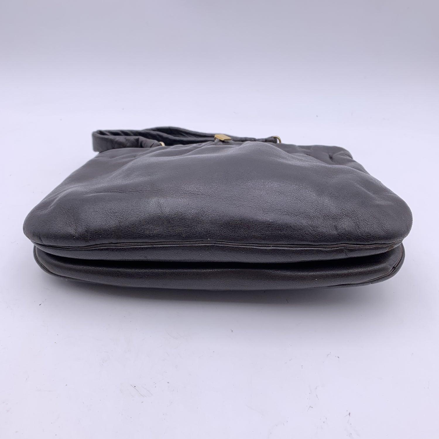Fendi Rare Vintage Dark Brown Nappa Leather Handbag Satchel For Sale 4