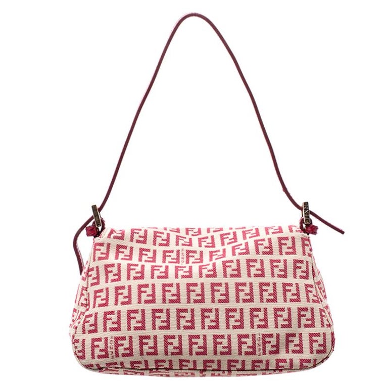 Fendi Red/Beige Canvas and Leather Mama Baguette Shoulder Bag For Sale ...