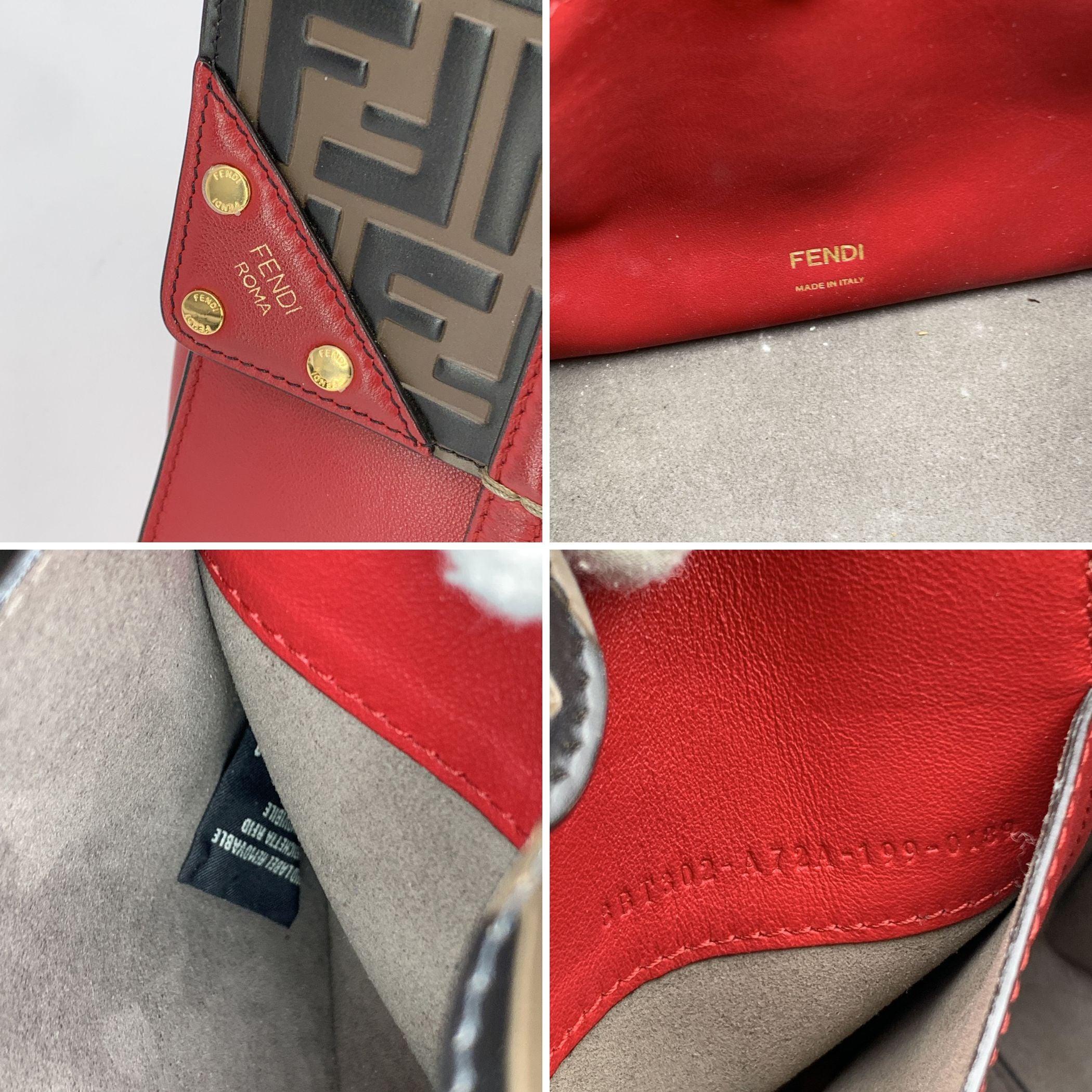 Fendi Red Bi Color FF Monogram Embossed Leather Flip Tote Bag 1