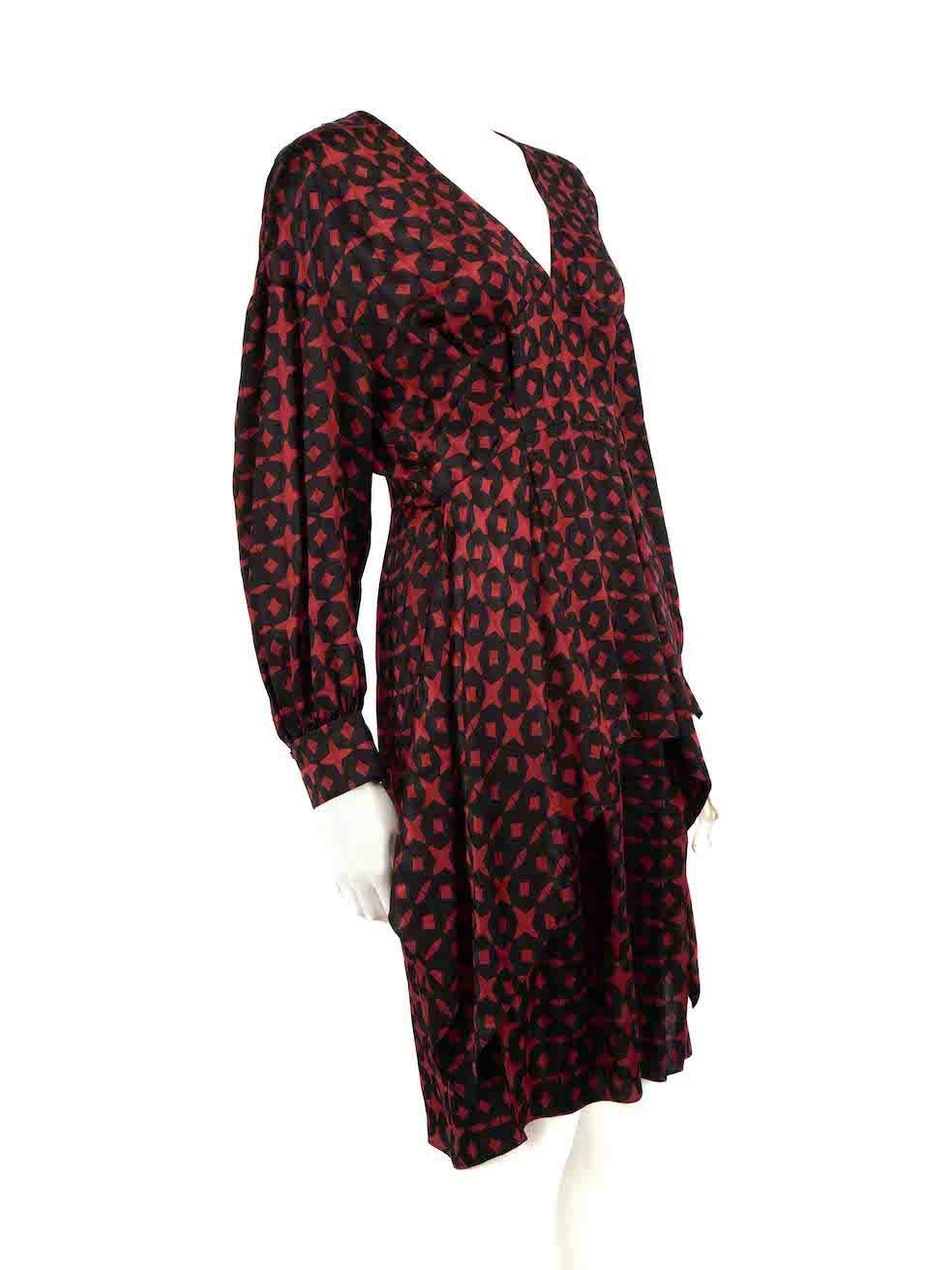 CONDITION is Very good. Hardly any visible wear to dress is evident on this used Fendi designer resale item.
 
 
 
 Details
 
 
 Red and black
 
 Silk
 
 Dress
 
 Abstract pattern
 
 Long sleeves
 
 V-neck
 
 Knee length
 
 Back zip an hook