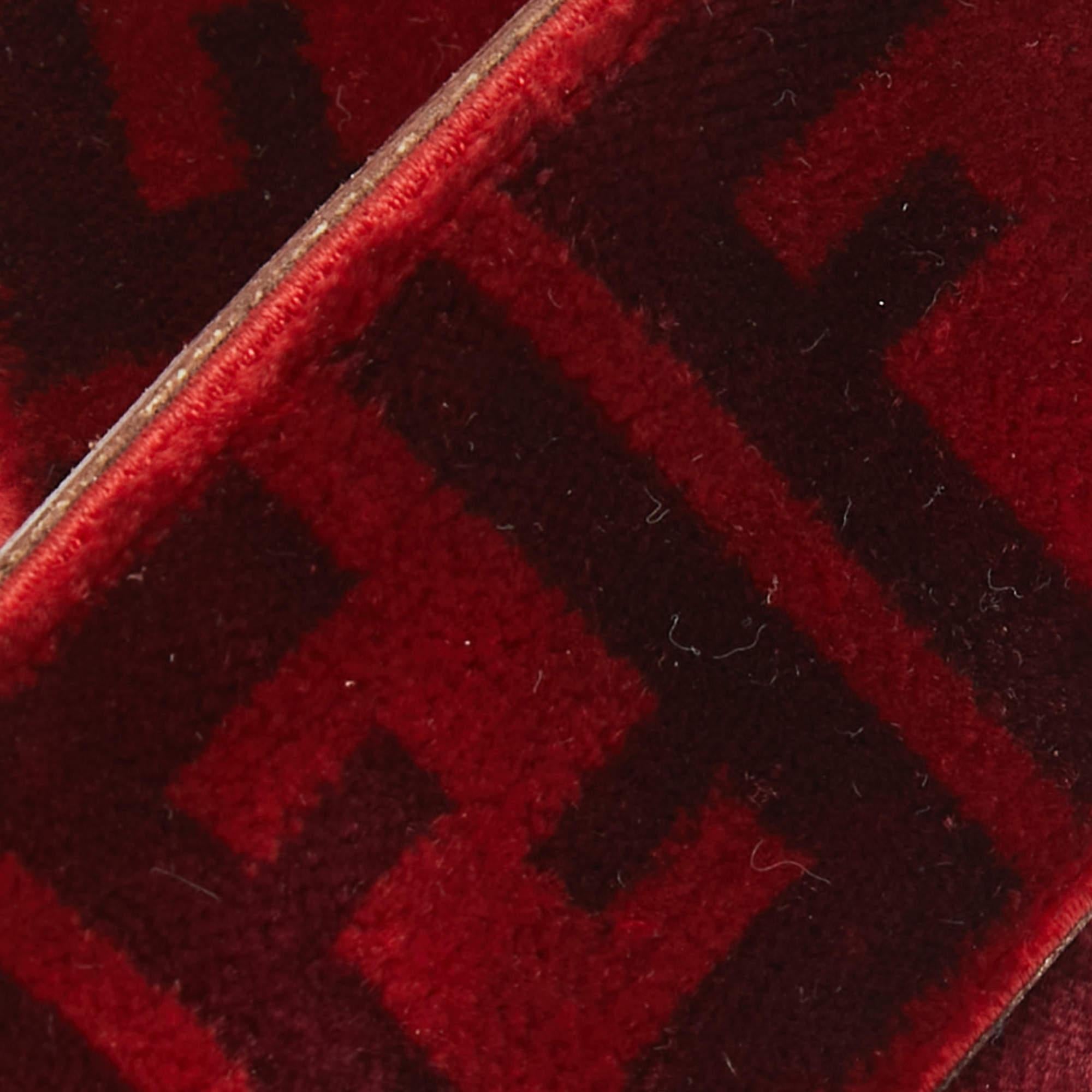 Brown Fendi Red/Black Zucca Velvet Shoulder Bag Strap