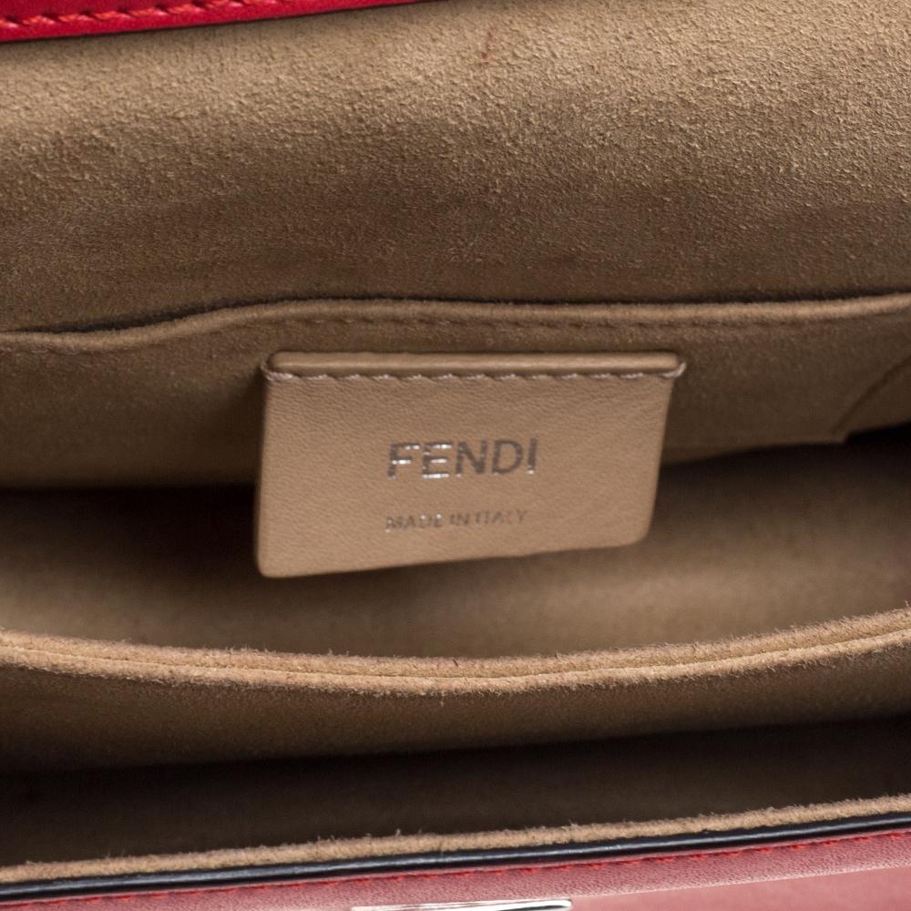 Fendi Red/Brown Floral Zucca Canvas and Leather Kan I Shoulder Bag 2