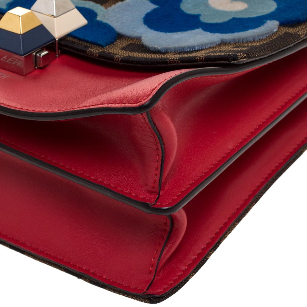 Fendi Red/Brown Floral Zucca Canvas and Leather Kan I Shoulder Bag 3