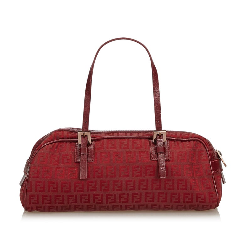 Fendi Red Canvas Fabric Zucchino Handbag Italy For Sale at 1stDibs