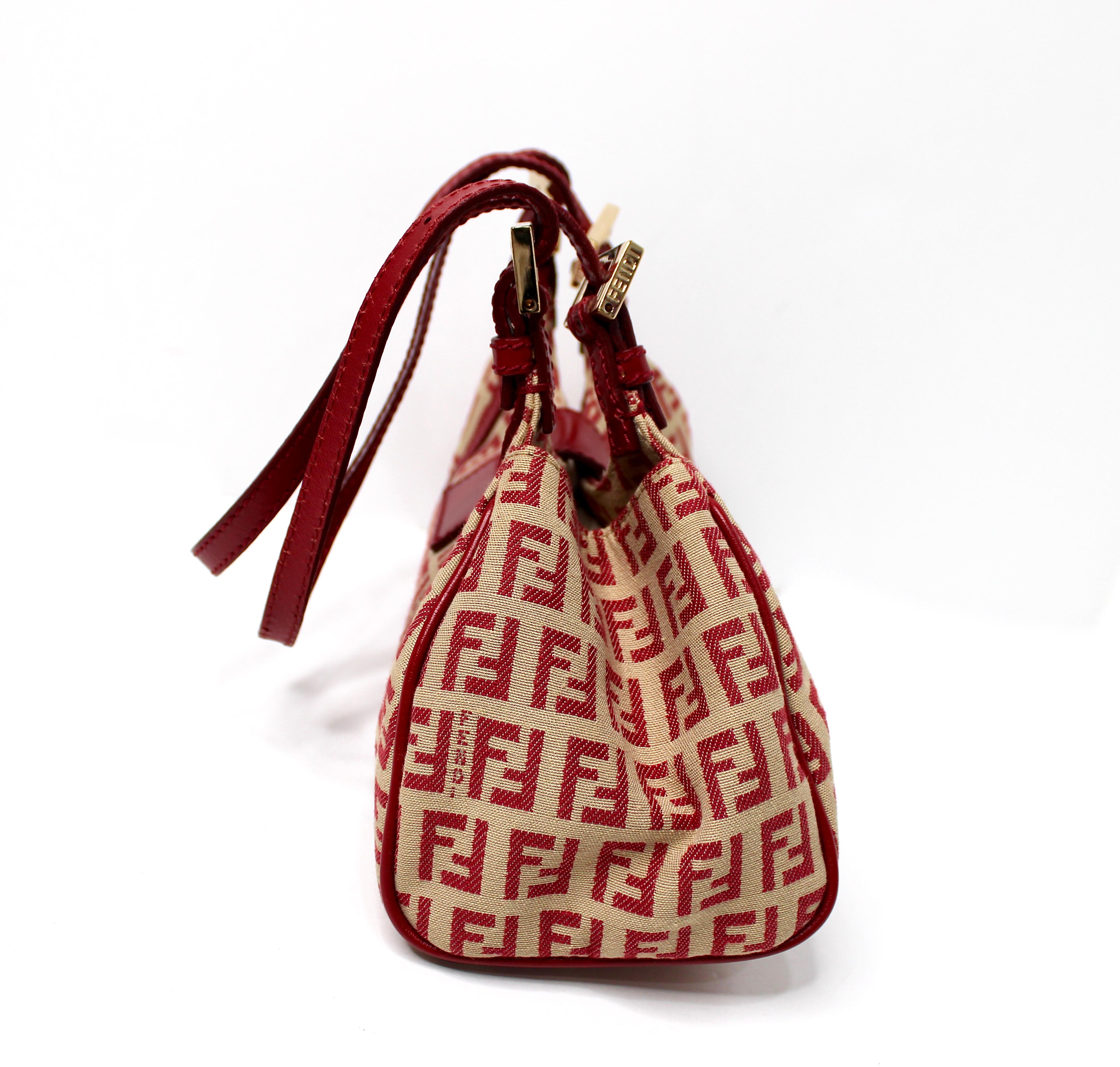 Marron Fendi Sac à bandoulière en toile rouge Zucchino circa Y2K en vente