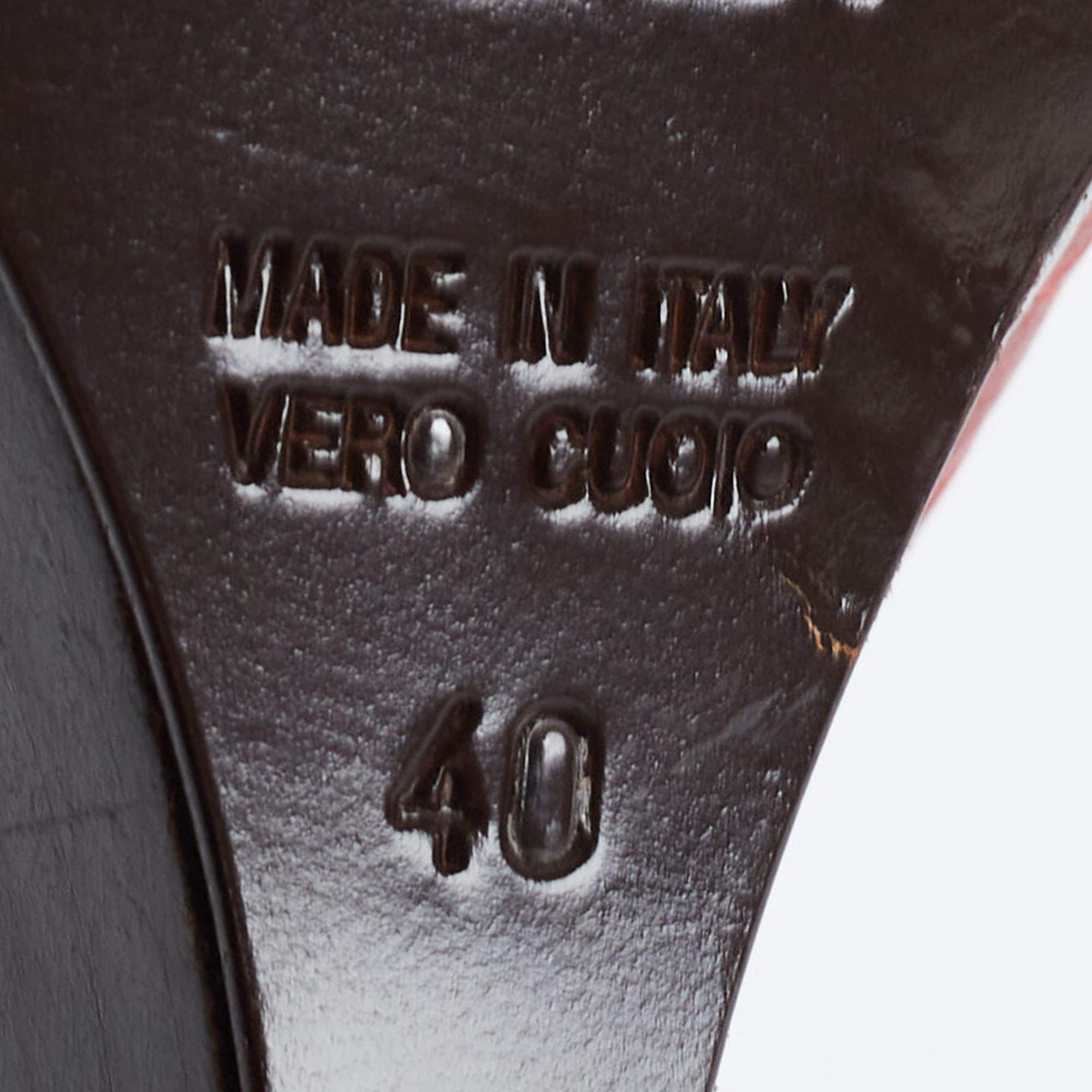 Fendi Red Crocodile Peep Toe Wedge Pumps Size 40 For Sale 4