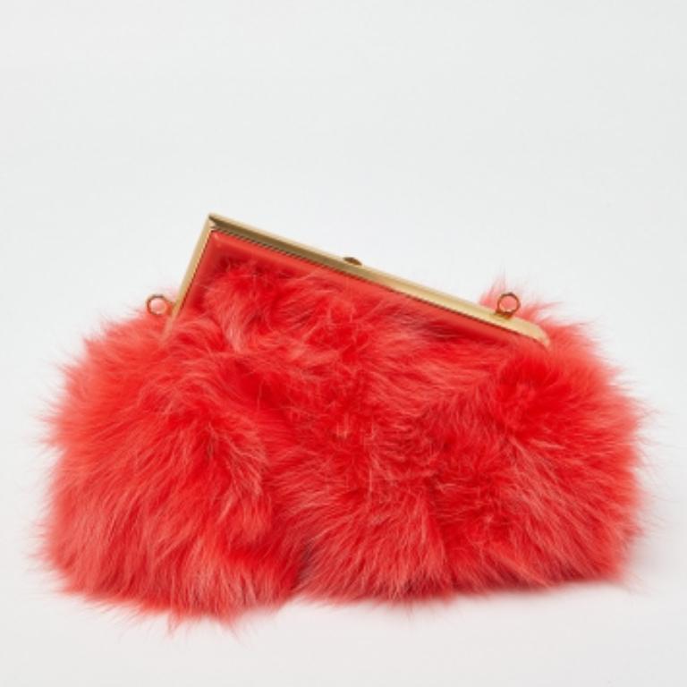 Women's Fendi Red For Fur and Leather Small First Clutch