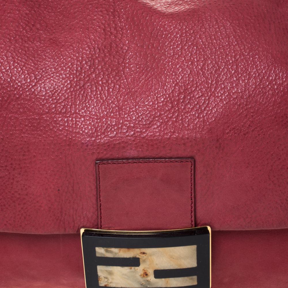 Fendi Red Iridescent Leather Mama Forever Large Flap Shoulder Bag 4