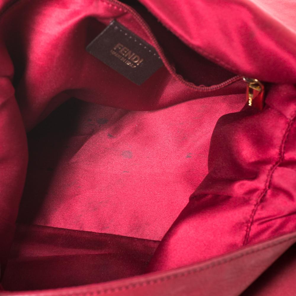 Brown Fendi Red Iridescent Leather Mama Forever Large Flap Shoulder Bag