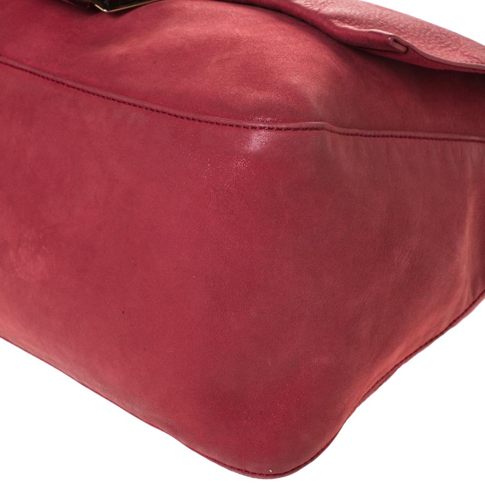 Women's Fendi Red Iridescent Leather Mama Forever Large Flap Shoulder Bag