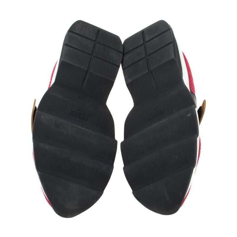 Fendi Red Knit Fabric Rockoko Sneakers Size 36 In Excellent Condition In Dubai, Al Qouz 2