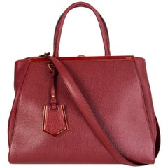 FENDI red leather 2JOURS MEDIUM ELITE TOTE Shoulder Bag