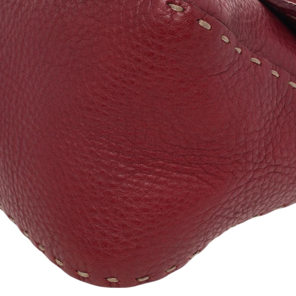 Fendi Red Leather Baguette Shoulder Bag 2