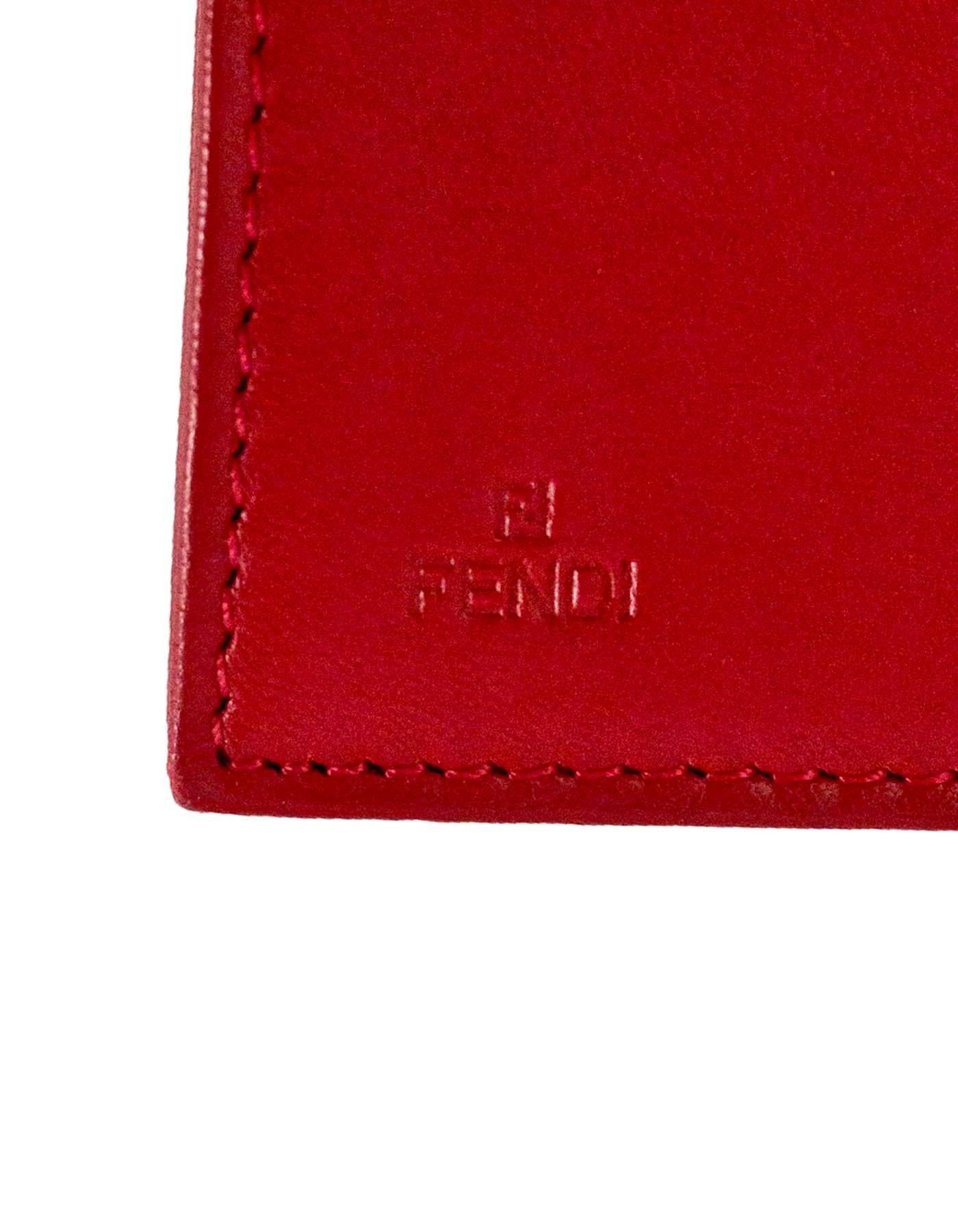 Fendi Red Leather Embossed Logo Chain Wallet WOC Bag 1