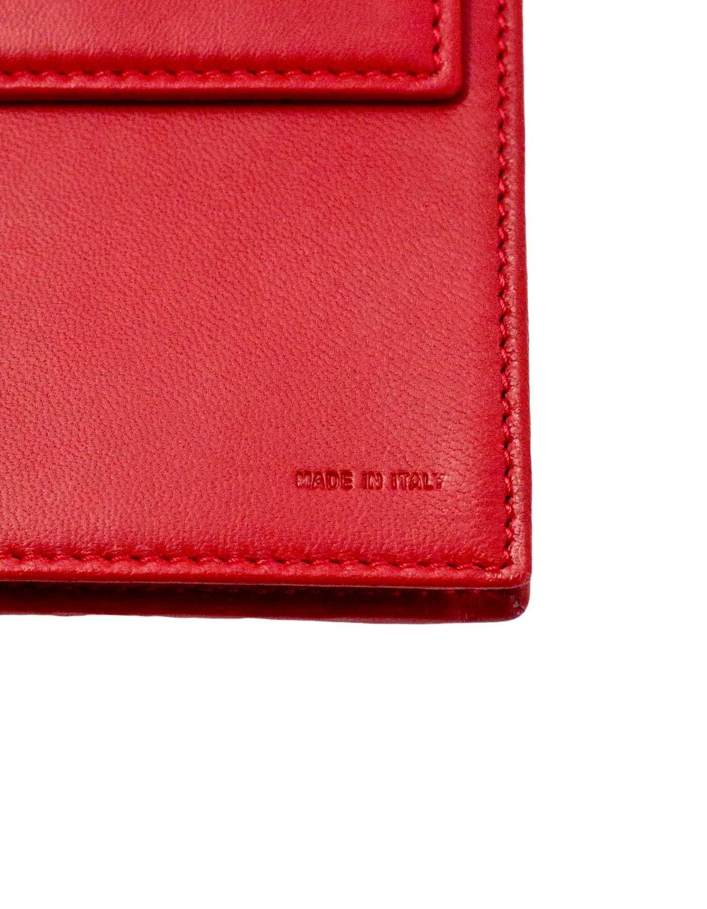 Fendi Red Leather Embossed Logo Chain Wallet WOC Bag 2
