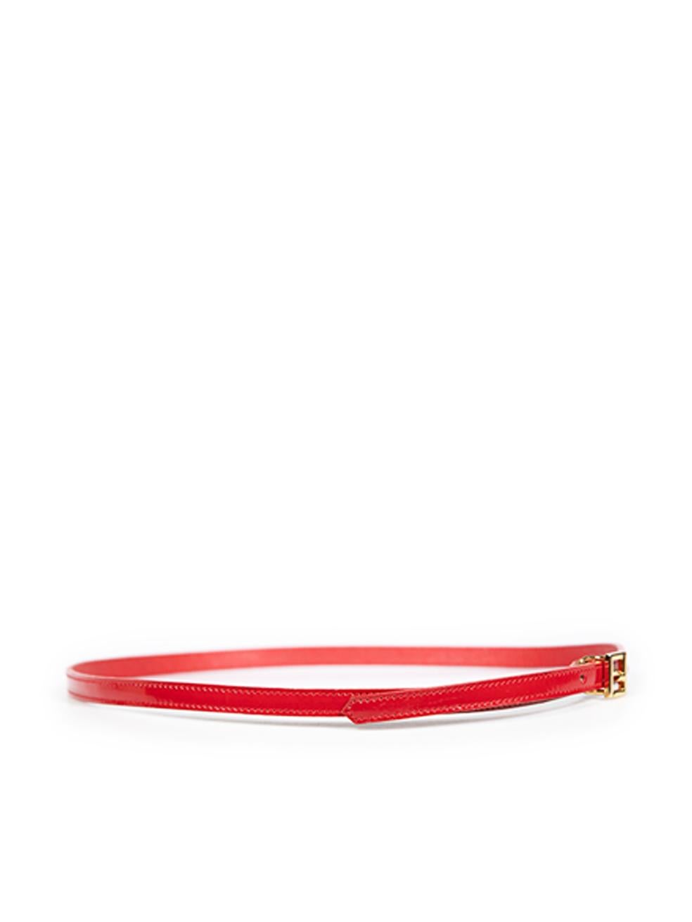 Fendi Red Leather FF Logo Thin Belt In Good Condition In London, GB