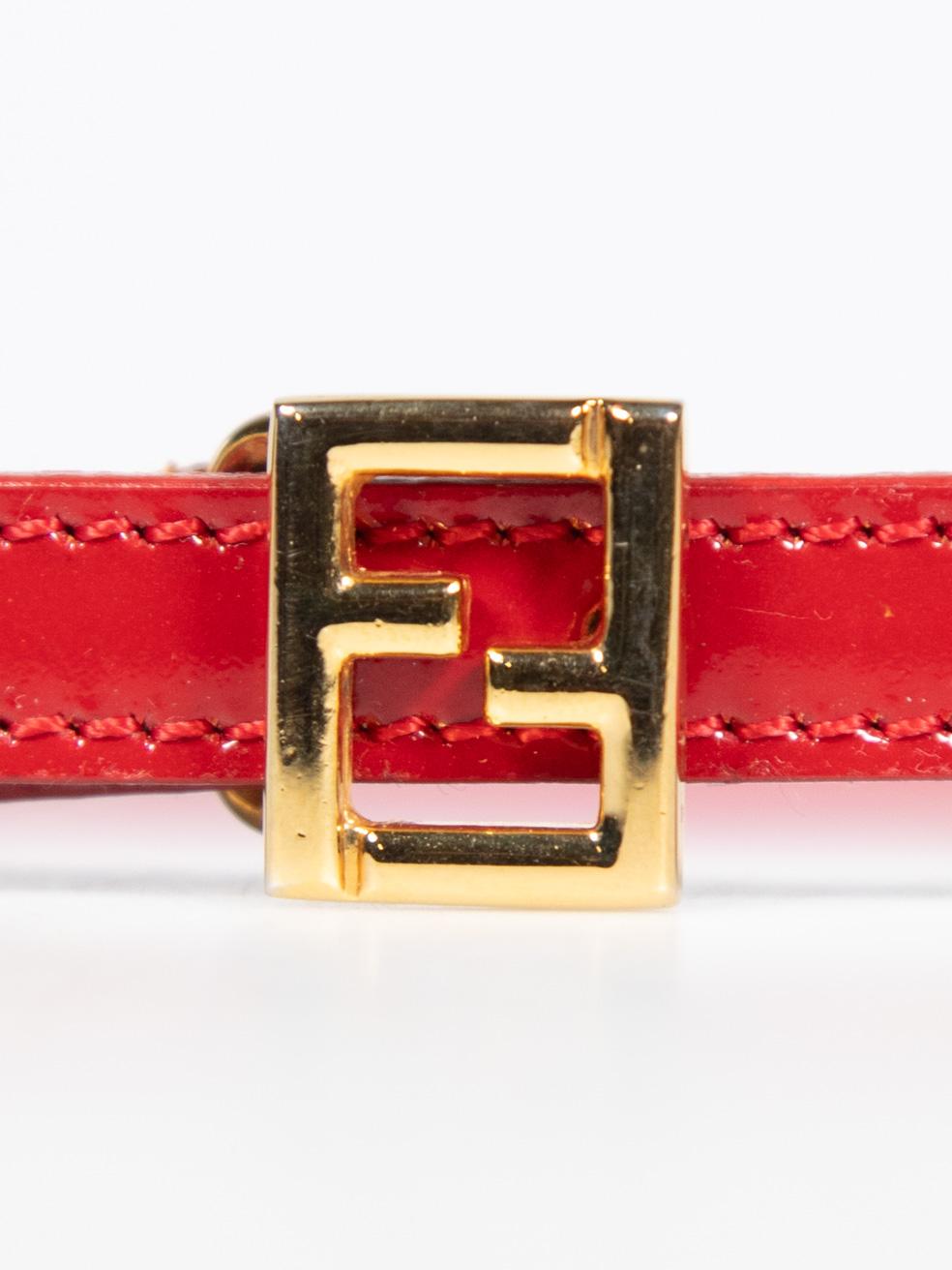 Fendi Red Leather FF Logo Thin Belt 1