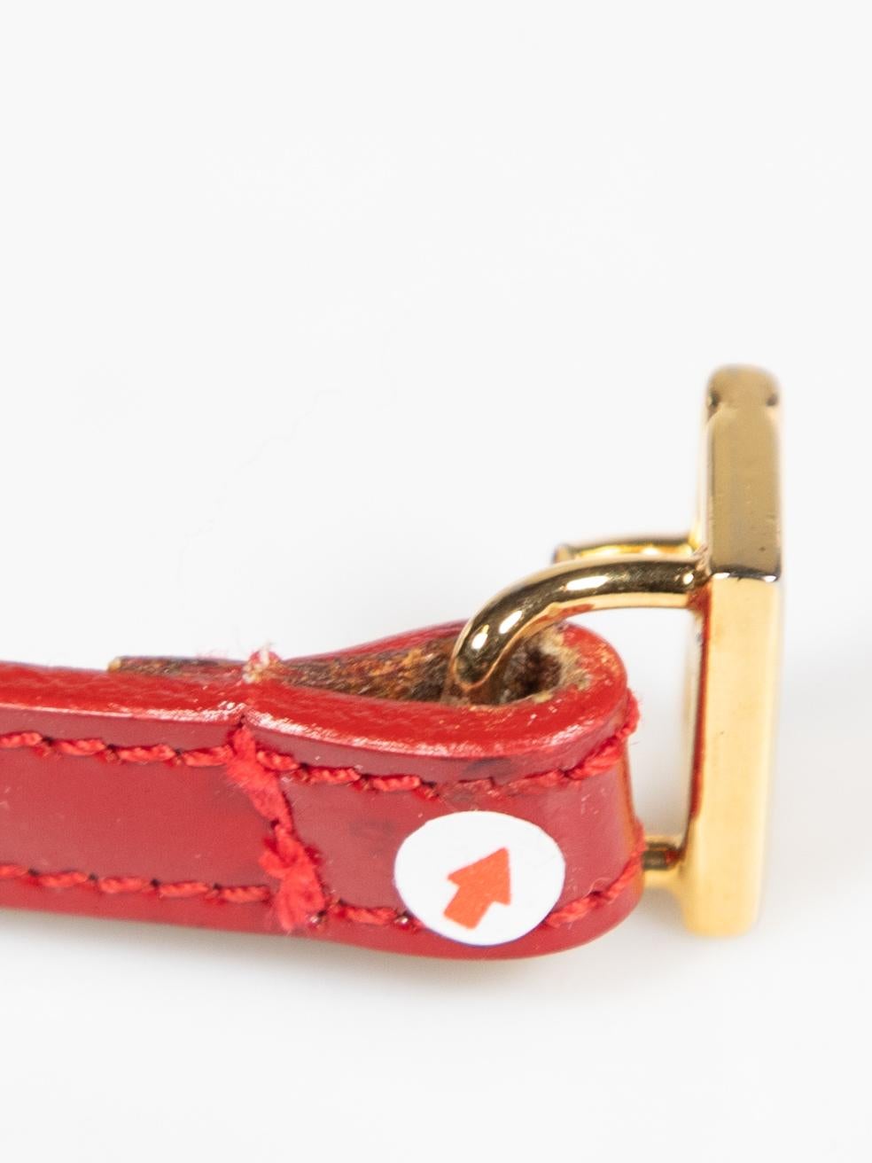 Fendi Red Leather FF Logo Thin Belt 4