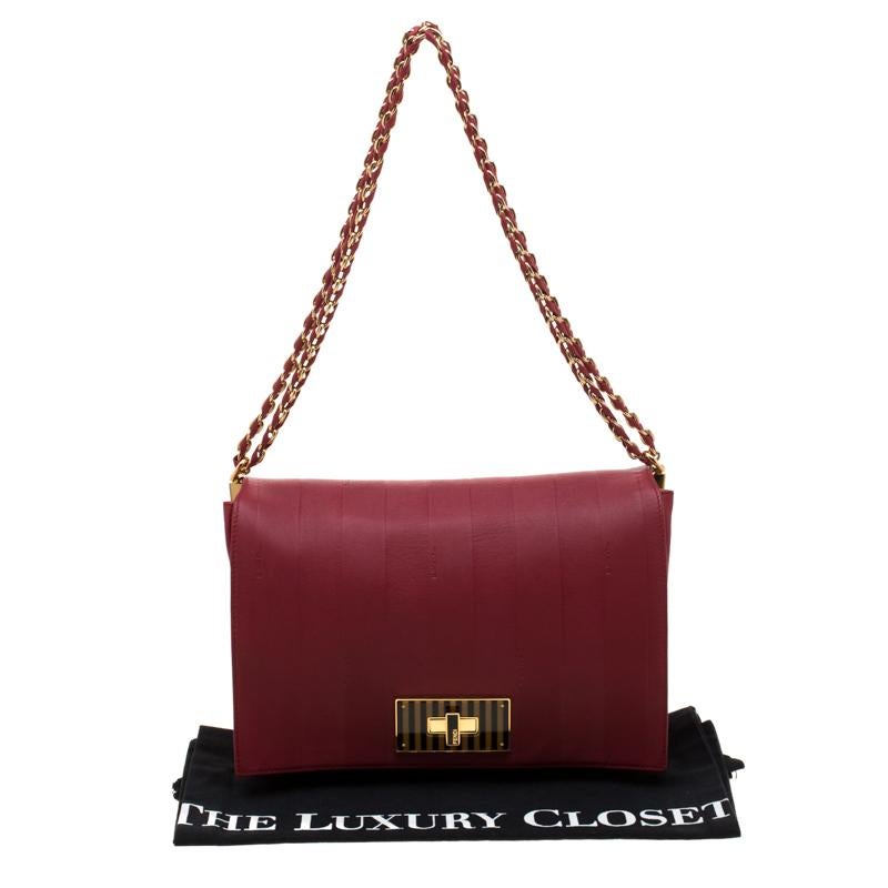 Fendi Red Leather Large Claudia Shoulder Bag 5