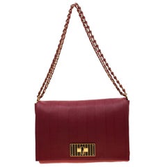 Fendi Red Leather Large Claudia Shoulder Bag