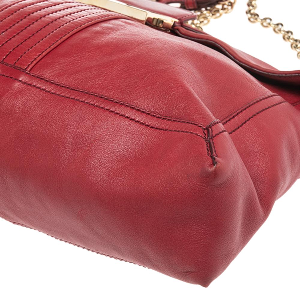Fendi Red Leather Maxi Baguette Flap Shoulder Bag 4