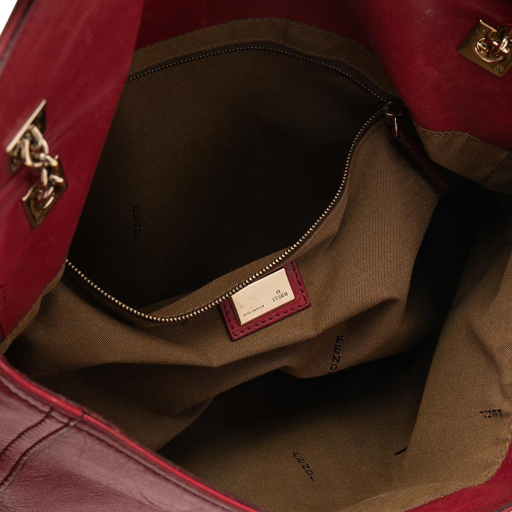 Fendi Red Leather Maxi Baguette Flap Shoulder Bag 1