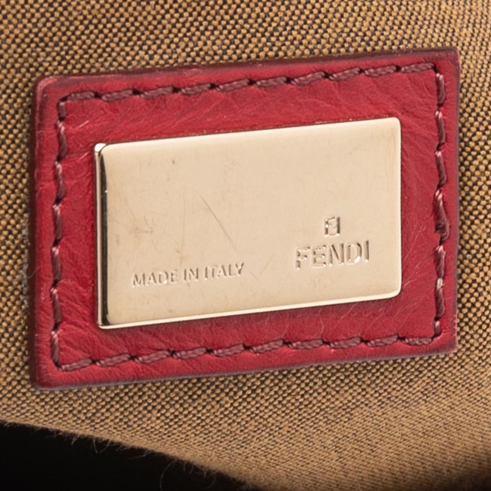Fendi Red Leather Maxi Baguette Flap Shoulder Bag 2