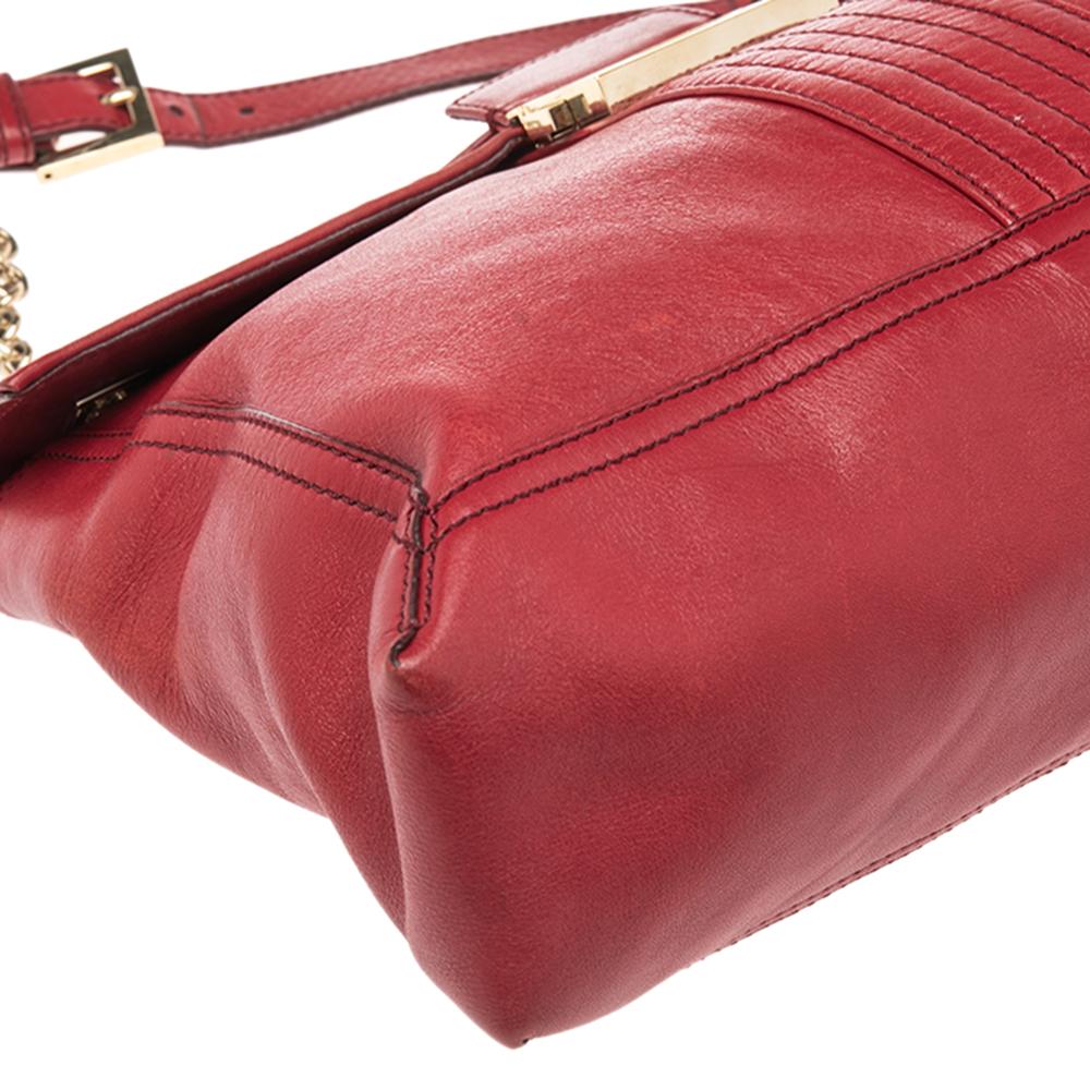 Fendi Red Leather Maxi Baguette Flap Shoulder Bag 3
