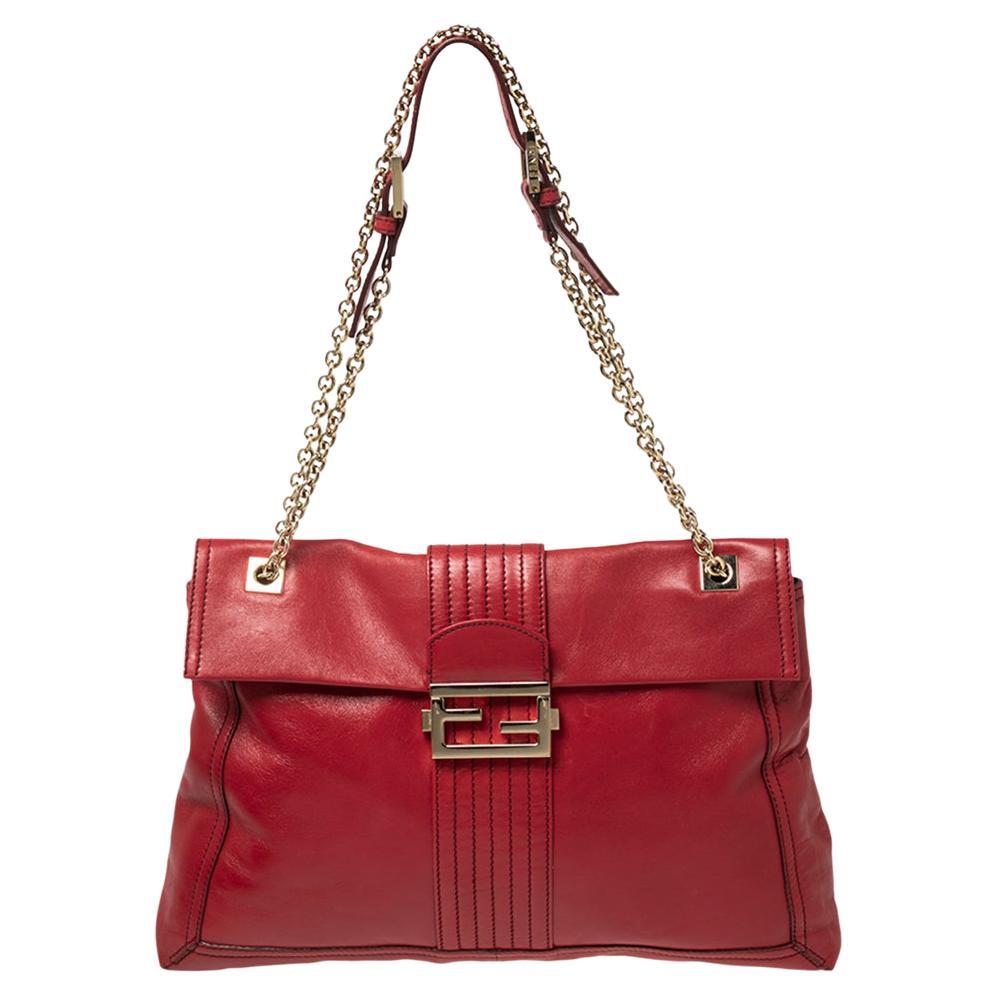 Fendi Red Leather Selleria Mamma Forever Italy w/ Dust Bag at 1stDibs