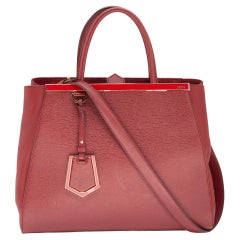 Fendi Red Leather Medium 2Jours Tote