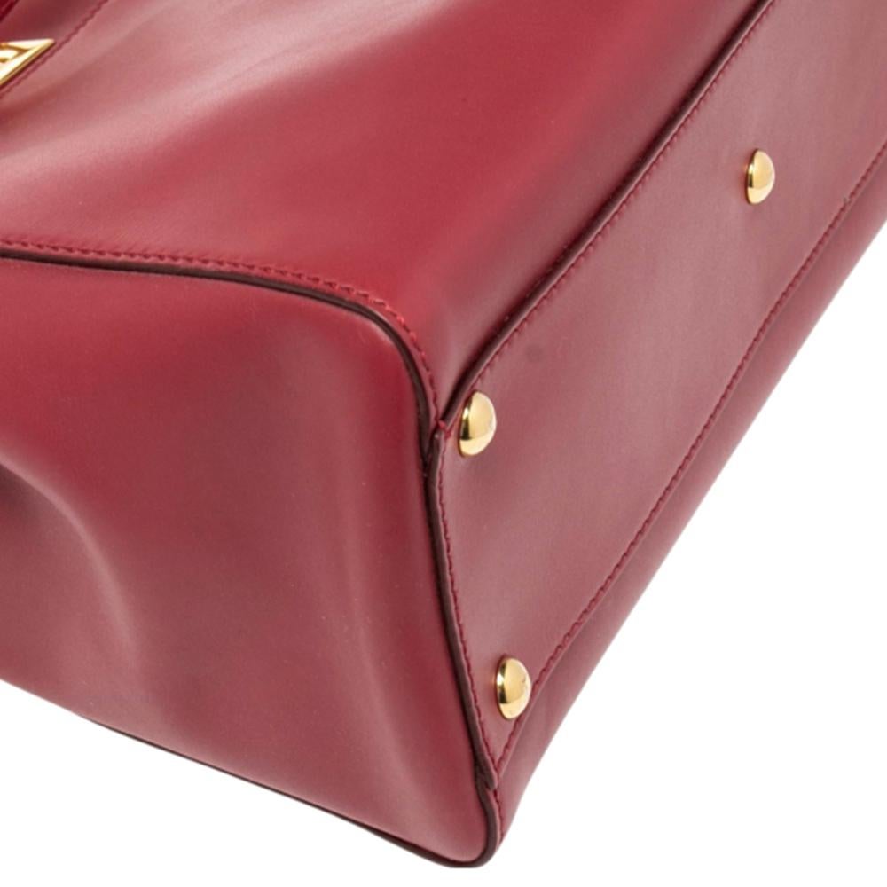 Fendi Red Leather Medium Peekaboo Top Handle Bag 1