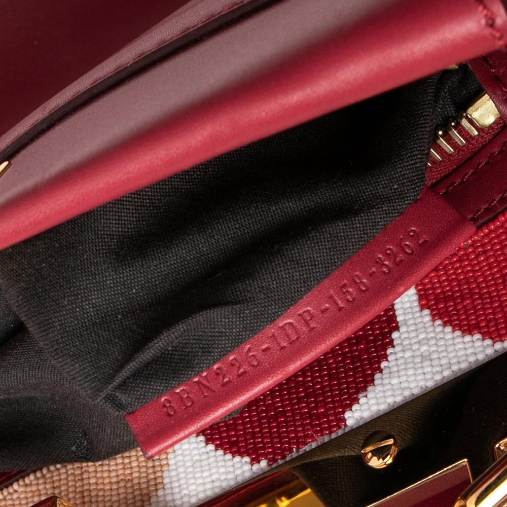 Fendi Red Leather Medium Peekaboo Top Handle Bag 3