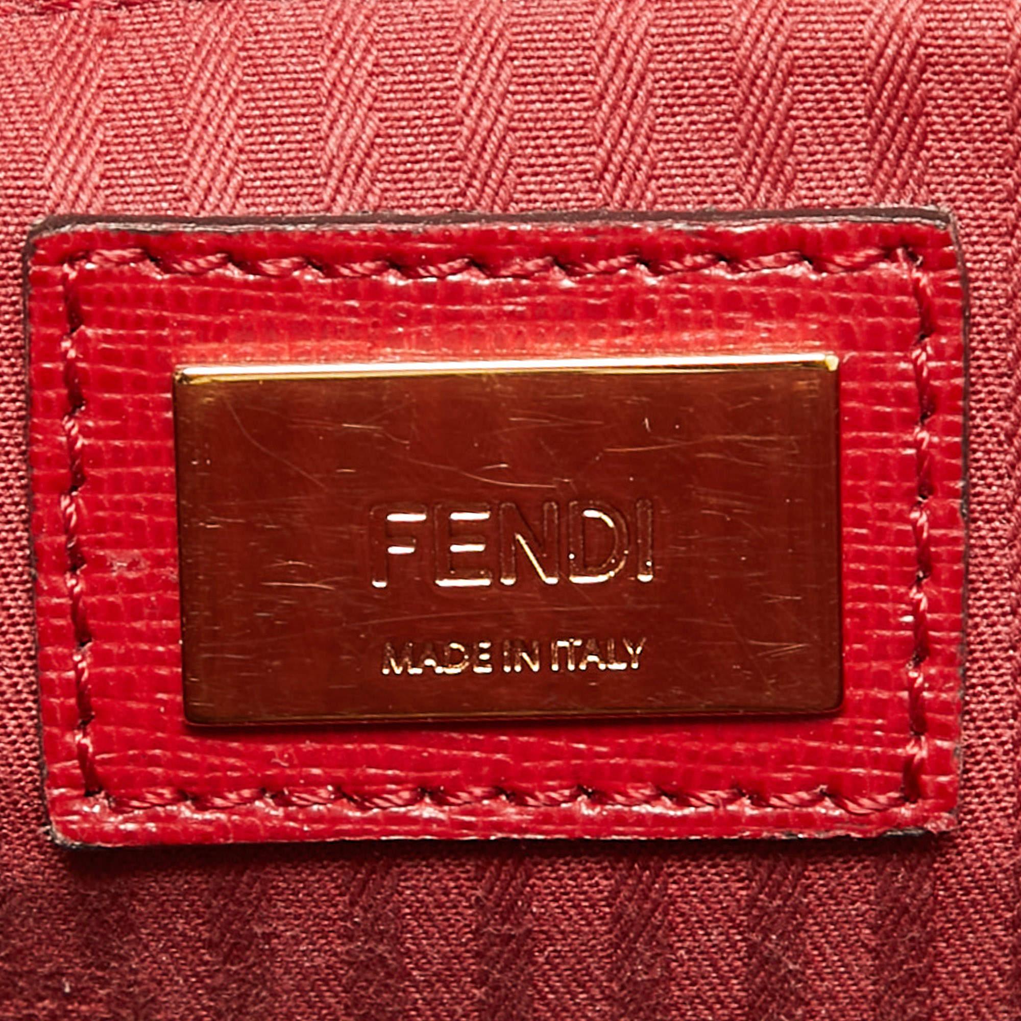 Fendi Red Leather Mini Demi Jour Top Handle Bag For Sale 7