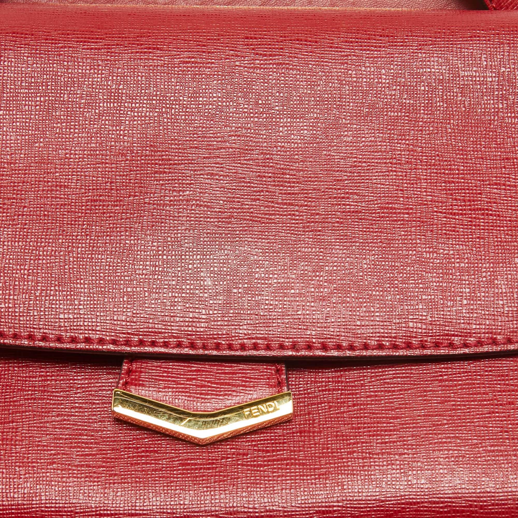 Fendi mini sac Demi Jour à poignée supérieure en cuir rouge en vente 4