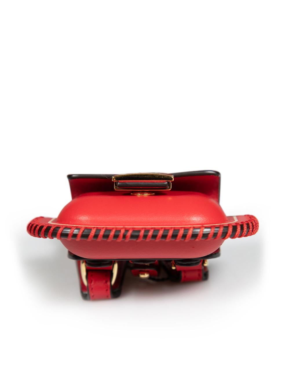Women's Fendi Red Leather Pico Baguette AirPods Pro Case with Strap For Sale