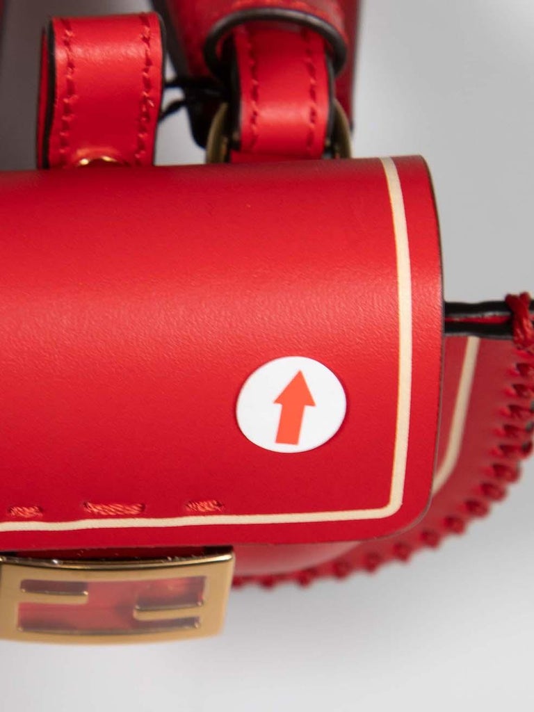 Fendi Red Leather Pico Baguette AirPods Pro Case with Strap at 1stDibs