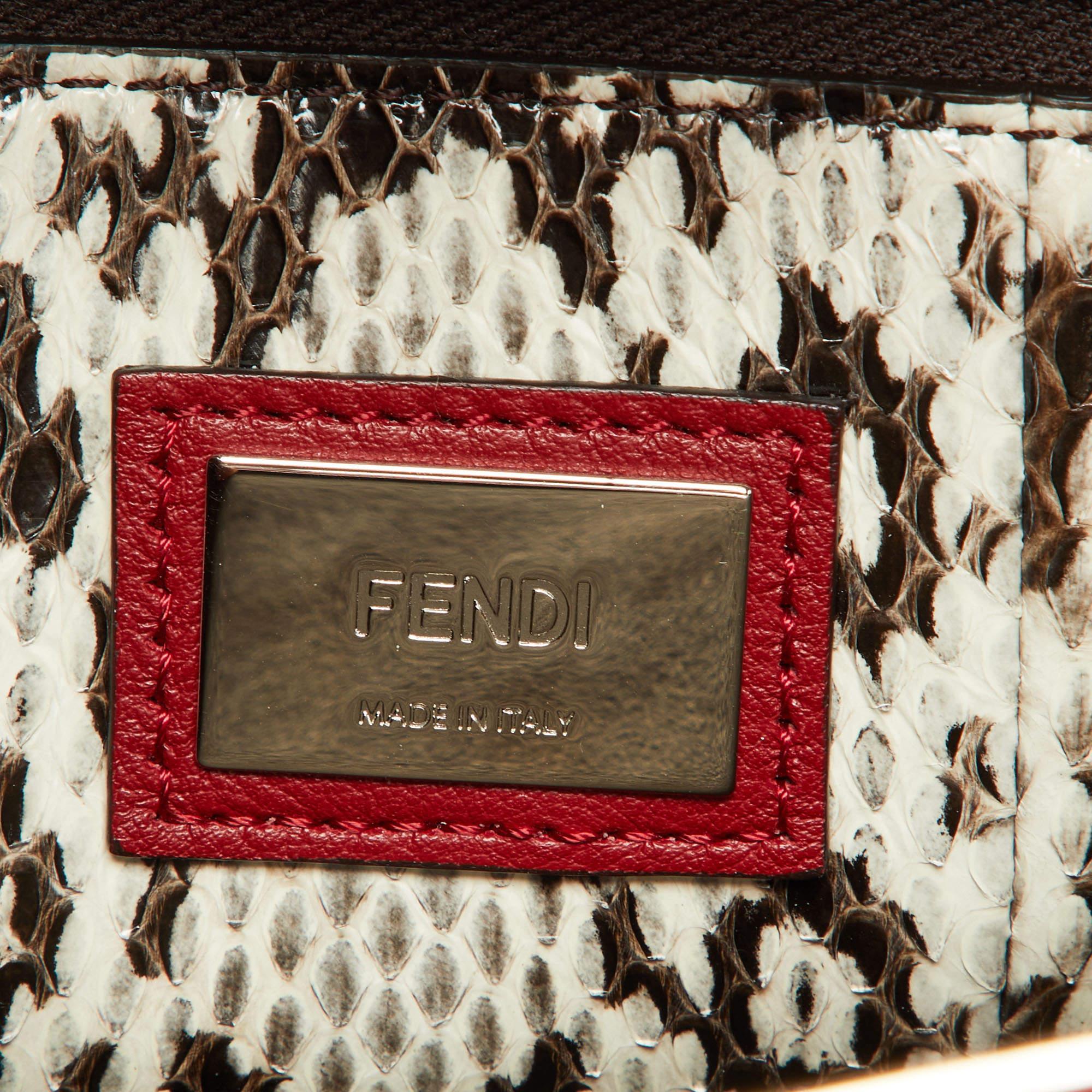 Fendi Red Leather Regular PeekabooTop Handle Bag For Sale 6