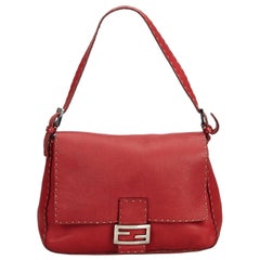 Fendi Red  Leather Selleria Mamma Forever Italy w/ Dust Bag