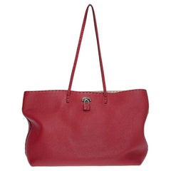Retro Fendi red leather Selleria shoulder bag