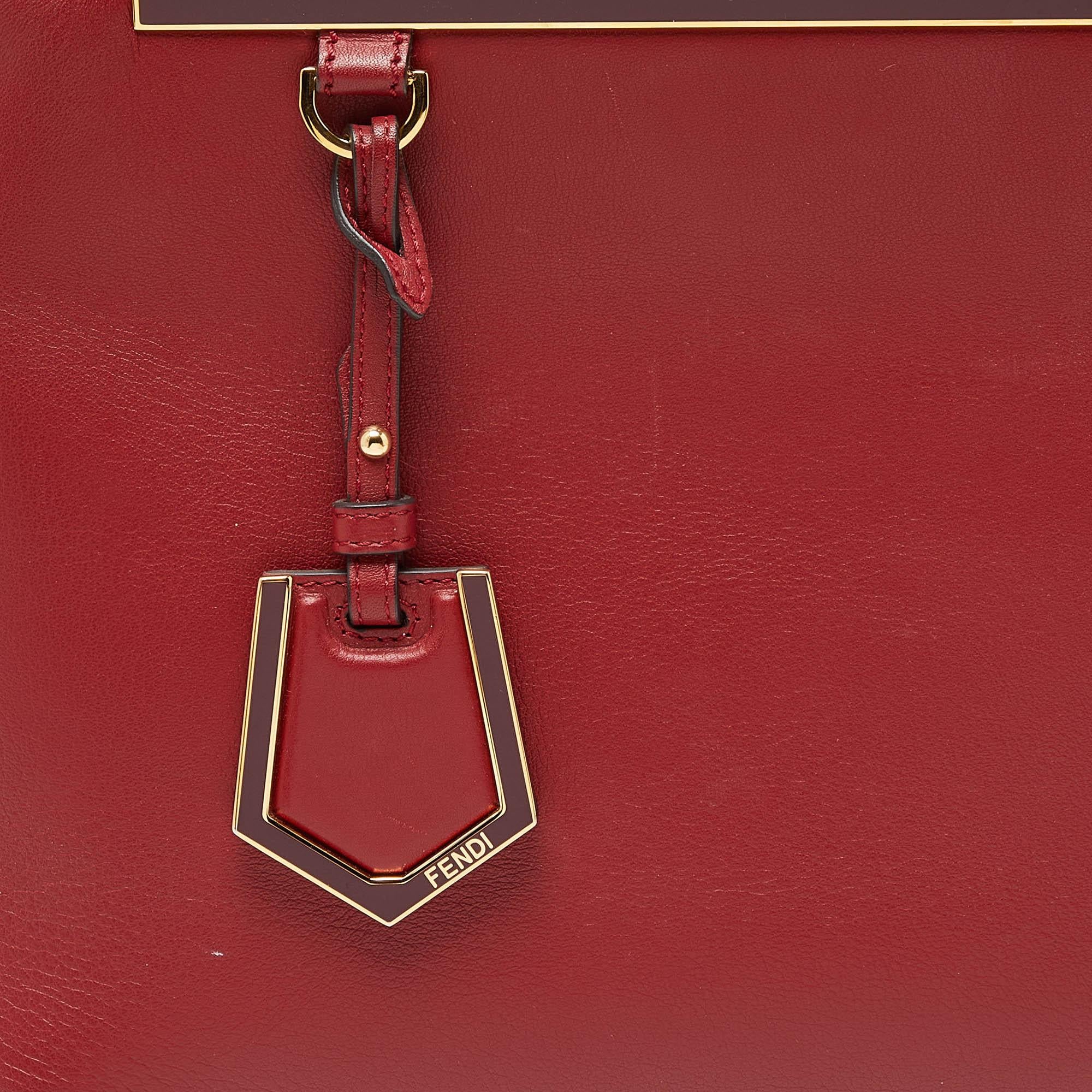 Fendi Red Leather Small 2Jours Tote 5