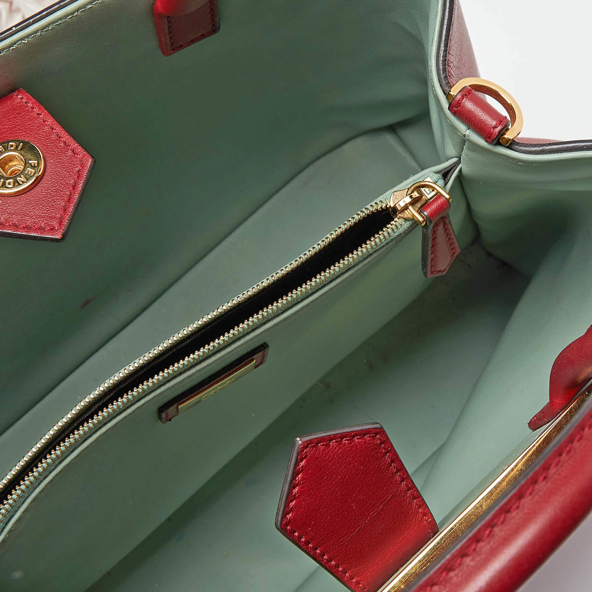 Fendi Red Leather Small 2Jours Tote In Good Condition For Sale In Dubai, Al Qouz 2
