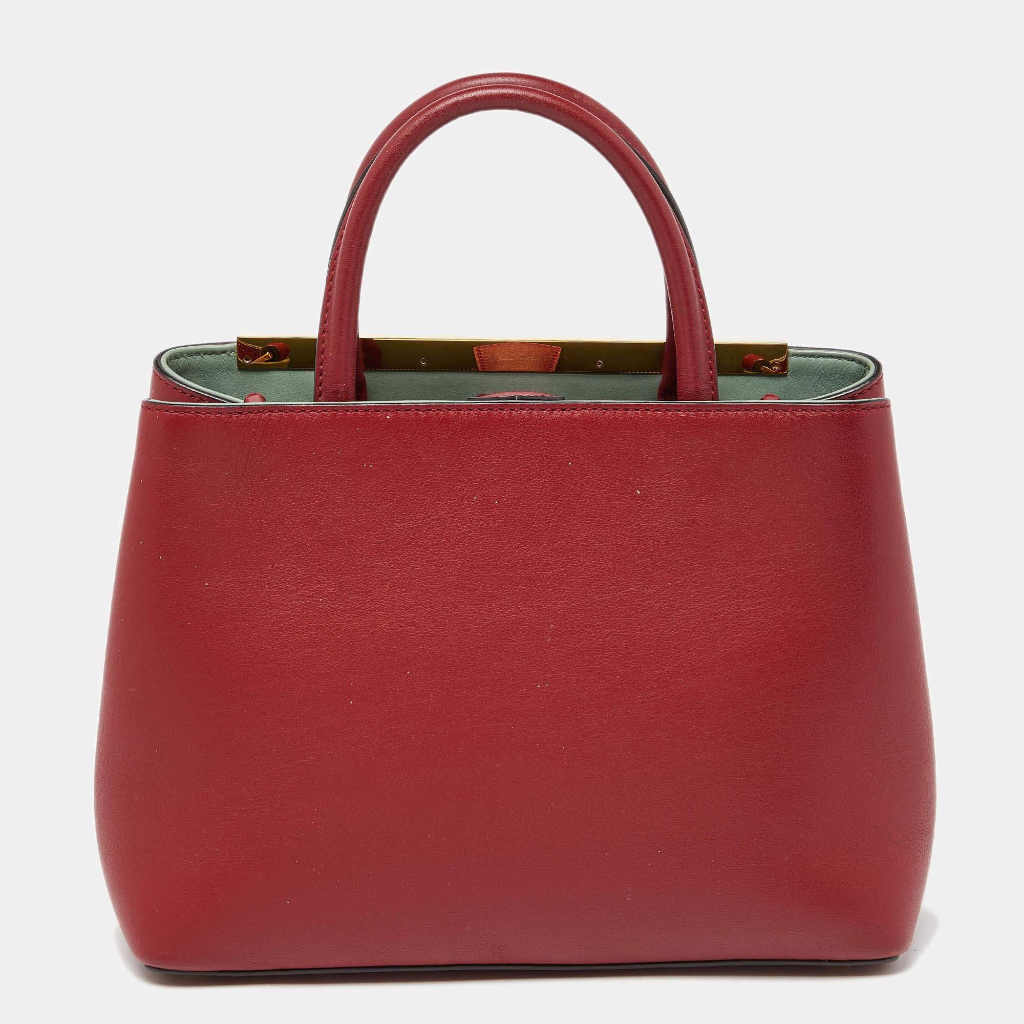 Fendi Red Leather Small 2Jours Tote 3