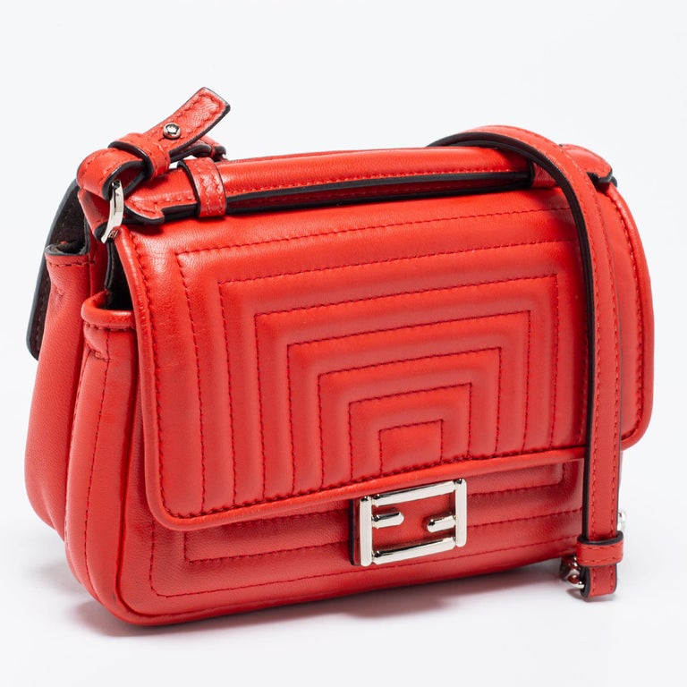 Fendi Red Lipstick Quilted Leather Micro Double Baguette Bag At 1Stdibs