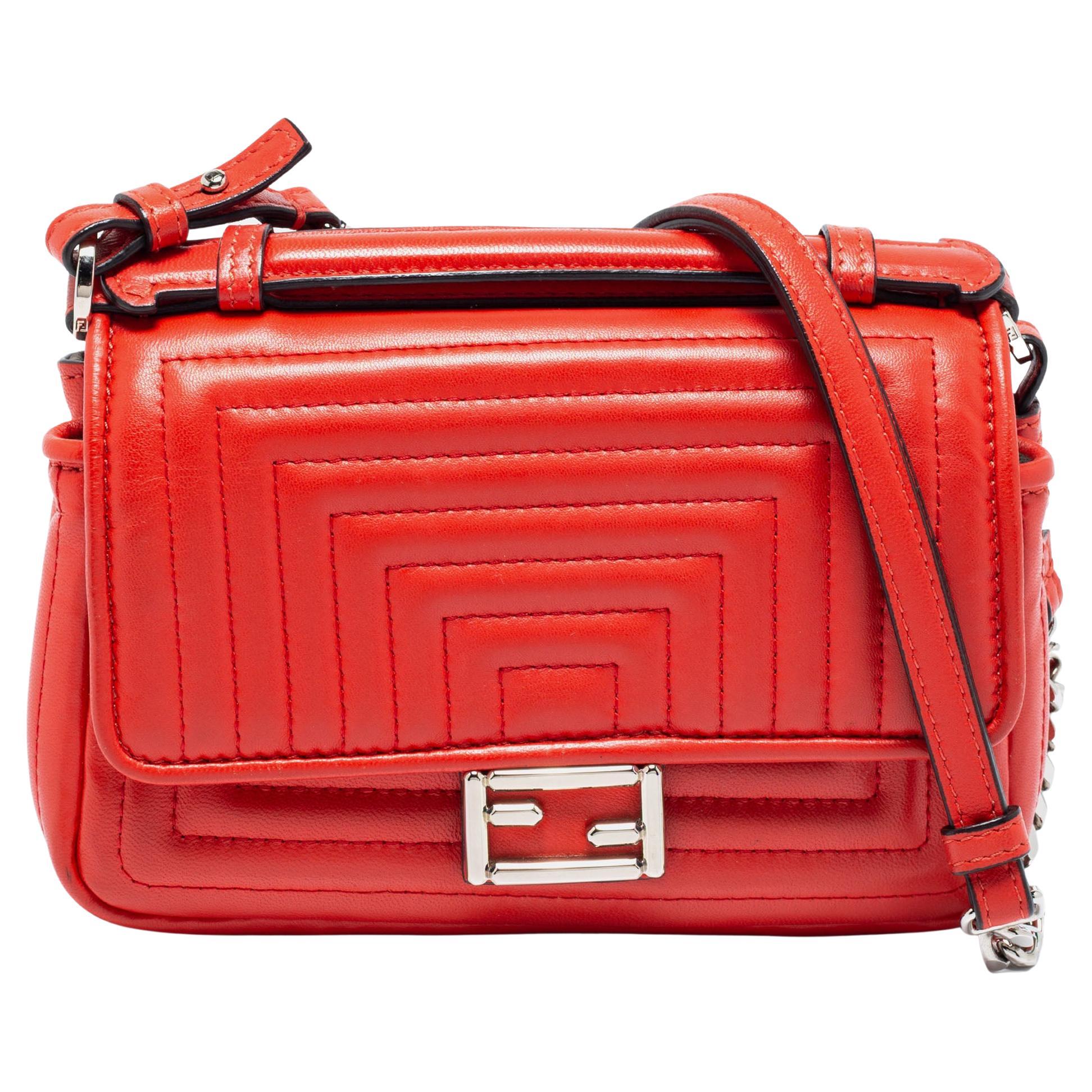 Fendi Orange Soft Leather Mama Forever Shoulder Bag For Sale at 1stDibs
